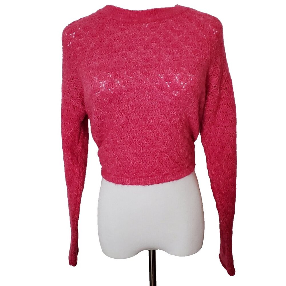 Zara Pink Cropped Knit Sweater
